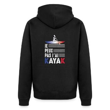 Ich kann nicht Kajak Kajakfahrer Kanu Paddel - Unisex Premium Bio Zip Hoodie - Schwarz - Hinten - Nico (187cm)