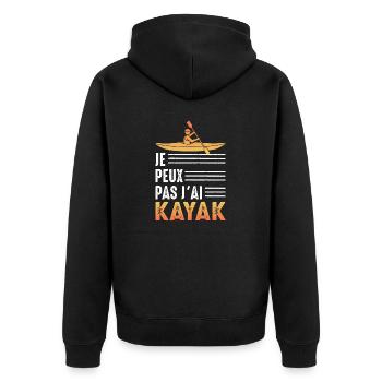 Ich kann nicht Kajak Kajakfahrer Kanu Paddel - Unisex Premium Bio Zip Hoodie - Schwarz - Hinten - Nico (187cm)