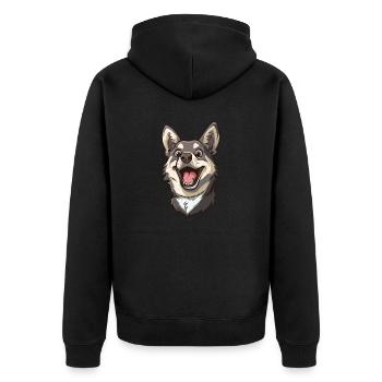 Västgötaspets Vallhund suédois | Illustration de dessin animé - Veste à capuche bio Premium Unisexe - noir - Dos - Nico (187cm)
