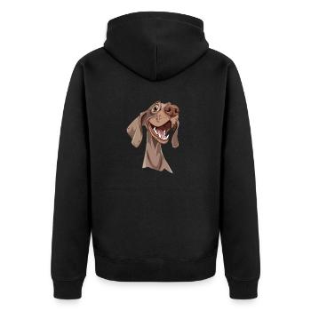 Weimaraner | Cartoon Artwork - Unisex Premium Bio Zip Hoodie - Schwarz - Hinten - Nico (187cm)