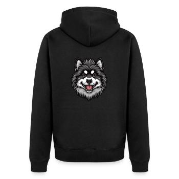 Wolfsspitz Keeshond | Cartoon Artwork - Unisex Premium Bio Zip Hoodie - Schwarz - Hinten - Nico (187cm)