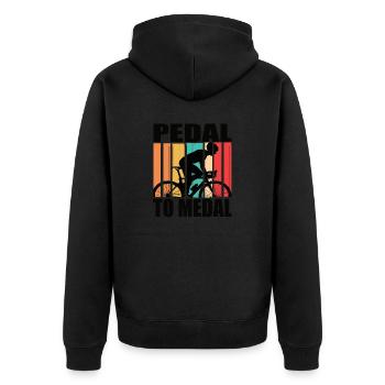 Pedal To Medal Rennrad Roadbike Rennräder Rennrad - Unisex Premium Bio Zip Hoodie - Schwarz - Hinten - Nico (187cm)