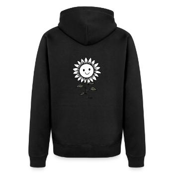 Cheerful Sunflower - Unisex Premium Organic Zip Hoodie - black - Back - Nico (187cm)
