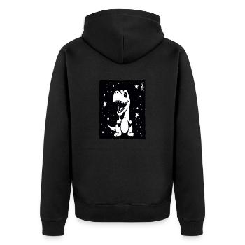 Einige Sterne und ein niedlicher Dino - Unisex Premium Bio Zip Hoodie - Schwarz - Hinten - Nico (187cm)