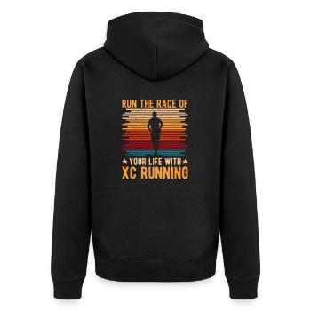 Funny XC Running Gift XC Runner Edition - Unisex Premium Organic Zip Hoodie - black - Back - Nico (187cm)