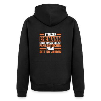 Marriage Angel Wedding 58 Years Married Wedding - Unisex Premium Organic Zip Hoodie - black - Back - Nico (187cm)