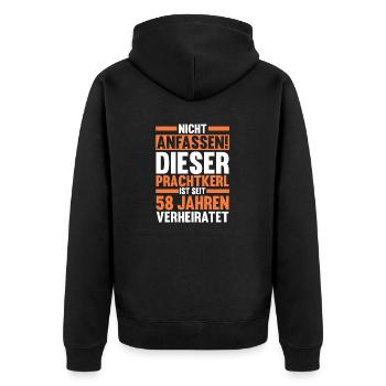 Ehe Engelshochzeit 58 Jahre Verheiratet Hochzeitst - Unisex Premium Bio Zip Hoodie - Schwarz - Hinten - Nico (187cm)