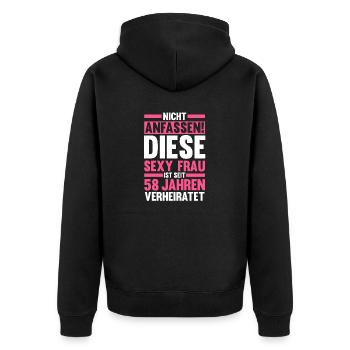 Marriage Angel Wedding 58 Years Married Wedding - Unisex Premium Organic Zip Hoodie - black - Back - Nico (187cm)