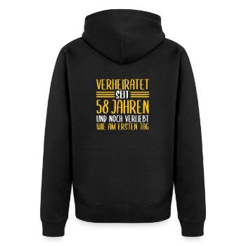 Marriage Angel Wedding 58 Years Married Wedding - Unisex Premium Organic Zip Hoodie - black - Back - Nico (187cm)