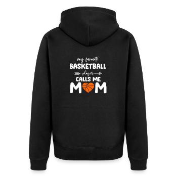 Mein Lieblings-Basketballspieler nennt mich Mama - Unisex Premium Bio Zip Hoodie - Schwarz - Hinten - Nico (187cm)