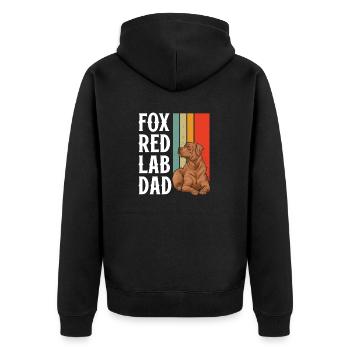 Fuchsroter Labrador Retriever Fox Red Labrador - Unisex Premium Bio Zip Hoodie - Schwarz - Hinten - Nico (187cm)