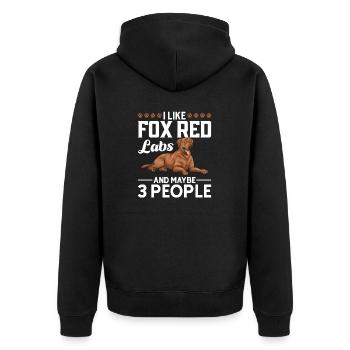 Fuchsroter Labrador Retriever Fox Red Labrador - Unisex Premium Bio Zip Hoodie - Schwarz - Hinten - Nico (187cm)