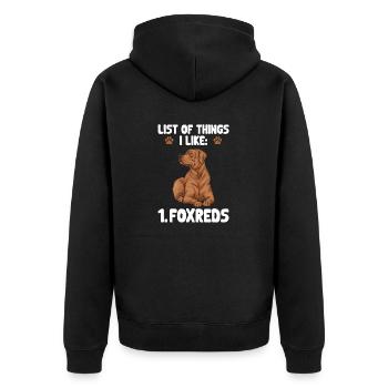 Fuchsroter Labrador Retriever Fox Red Labrador - Unisex Premium Bio Zip Hoodie - Schwarz - Hinten - Nico (187cm)