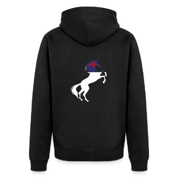 Christian Flag Unicorn T-Shirt Magical Unicorn - Unisex Premium Organic Zip Hoodie - black - Back - Nico (187cm)
