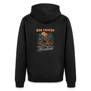 Drinking beer protects against sunburn in the neck - Unisex Premium Organic Zip Hoodie - black - Back - Nico (187cm)