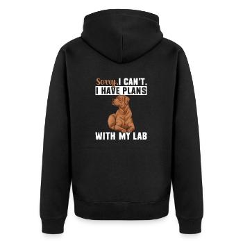 Fuchsroter Labrador Retriever Fox Red Labrador - Unisex Premium Bio Zip Hoodie - Schwarz - Hinten - Nico (187cm)