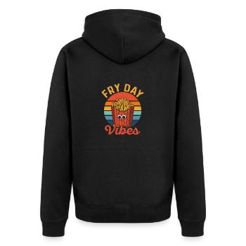 Celebrate Fry Day: Good Mood, Great Fries - Unisex Premium Organic Zip Hoodie - black - Back - Nico (187cm)