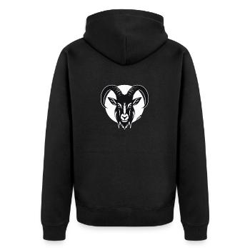 Die Schatten Ziege, ein Ziegenbock - Unisex Premium Bio Zip Hoodie - Schwarz - Hinten - Nico (187cm)