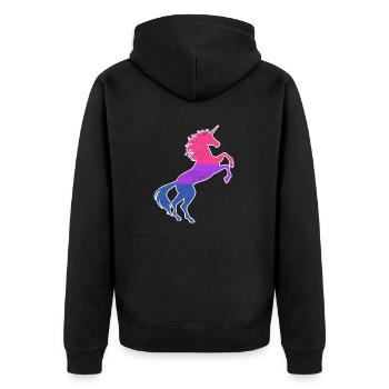 Bisexuelle Pride Flagge Einhorn T-Shirt LGBT Bi Pride - Unisex Premium Bio Zip Hoodie - Schwarz - Hinten - Nico (187cm)