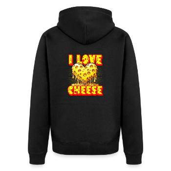 I love cheese - Unisex Premium Organic Zip Hoodie - black - Back - Nico (187cm)