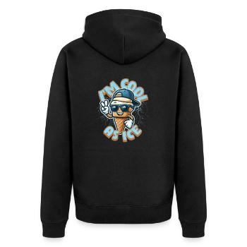 Ich bin cool wie Eis - süßes Kawaii Eiscreme-Maskottchen - Unisex Premium Bio Zip Hoodie - Schwarz - Hinten - Nico (187cm)