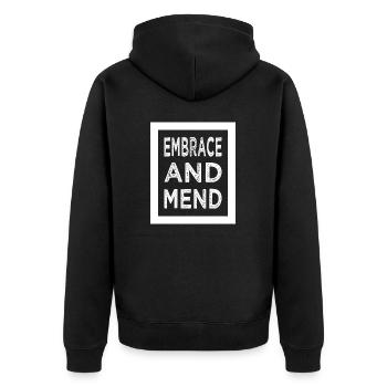 emotional support funny sayings supportive friends - Unisex Premium Organic Zip Hoodie - black - Back - Nico (187cm)