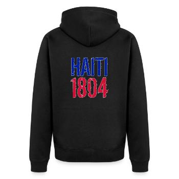 HAÏTI 1804 POLICE AUX COULEURS DU DRAPEAU NATIONAL - Veste à capuche bio Premium Unisexe - noir - Dos - Nico (187cm)