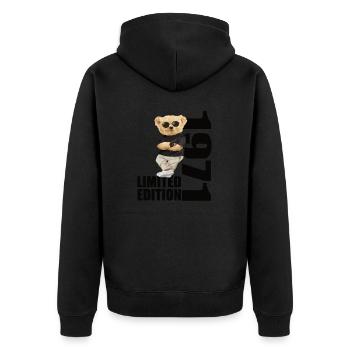 Édition limitée 1971 ours ours anniversaire 1971 - Veste à capuche bio Premium Unisexe - noir - Dos - Nico (187cm)