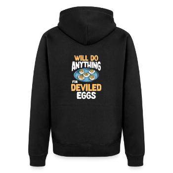 Stuffed Eggs Deviled Eggs - Unisex Premium Organic Zip Hoodie - black - Back - Nico (187cm)