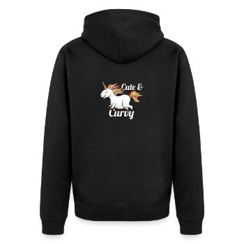Niedliches und kurviges Einhorn-T-Shirt - Lustiges molliges Mädchen - Unisex Premium Bio Zip Hoodie - Schwarz - Hinten - Nico (187cm)