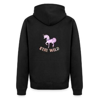 Rester sauvage drôle mignon rose licorne équitation jeu de mots - Veste à capuche bio Premium Unisexe - noir - Dos - Nico (187cm)