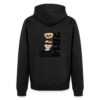 Limited Edition 2014 Bär Bären Geburtstag 2014 - Unisex Premium Bio Zip Hoodie - Schwarz - Hinten - Nico (187cm)