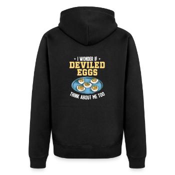 Stuffed Eggs Deviled Eggs - Unisex Premium Organic Zip Hoodie - black - Back - Nico (187cm)