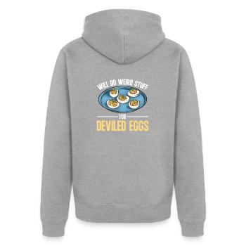 Gefüllte Eier Deviled Eggs - Unisex Premium Bio Zip Hoodie - Grau meliert - Hinten - Nico (187cm)