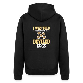 Gefüllte Eier Deviled Eggs - Unisex Premium Bio Zip Hoodie - Schwarz - Hinten - Nico (187cm)