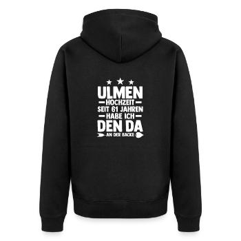 Ehe Ulmen Hochzeit 61 Jahre Verheiratet Hochzeitst - Unisex Premium Bio Zip Hoodie - Schwarz - Hinten - Nico (187cm)