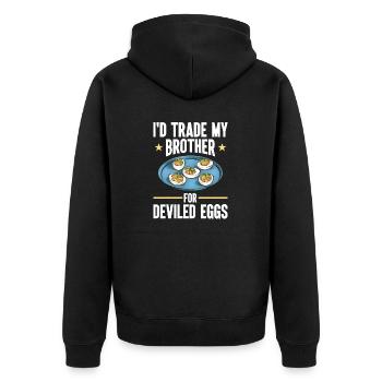 Stuffed Eggs Deviled Eggs - Unisex Premium Organic Zip Hoodie - black - Back - Nico (187cm)