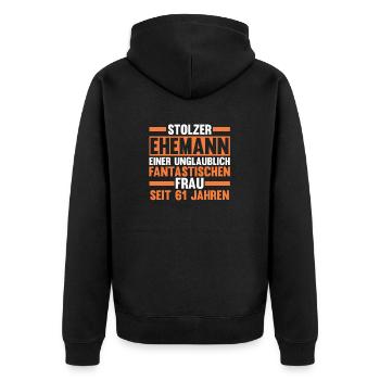 Marriage Elms Wedding 61 Years Married Weddings - Unisex Premium Organic Zip Hoodie - black - Back - Nico (187cm)