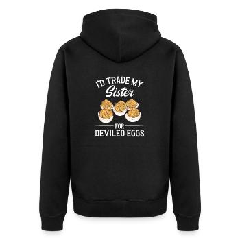 Stuffed Eggs Deviled Eggs - Unisex Premium Organic Zip Hoodie - black - Back - Nico (187cm)