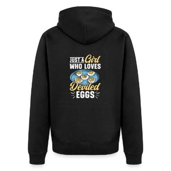 Stuffed Eggs Deviled Eggs - Unisex Premium Organic Zip Hoodie - black - Back - Nico (187cm)