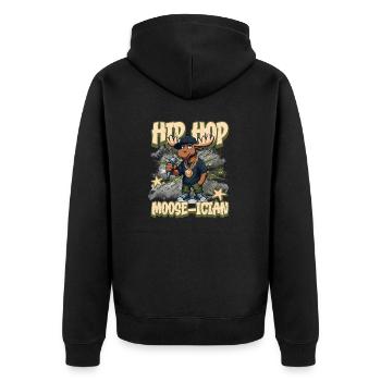 Hip Hop Musician - Moose-ician - Rapper cool - Unisex Premium Organic Zip Hoodie - black - Back - Nico (187cm)