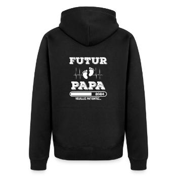 Homme bientôt papa Annonce, cadeau futur papa - Veste à capuche bio Premium Unisexe - noir - Dos - Nico (187cm)