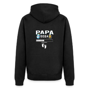 Homme bientôt papa Annonce, cadeau futur papa - Veste à capuche bio Premium Unisexe - noir - Dos - Nico (187cm)