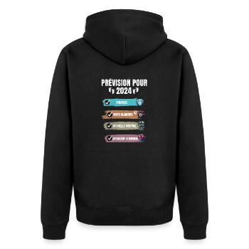 Mann wird bald Vater Ankündigung, werdender Vater Geschenk - Unisex Premium Bio Zip Hoodie - Schwarz - Hinten - Nico (187cm)