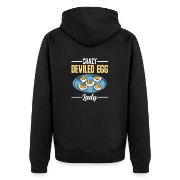 Gefüllte Eier Deviled Eggs - Unisex Premium Bio Zip Hoodie - Schwarz - Hinten - Nico (187cm)