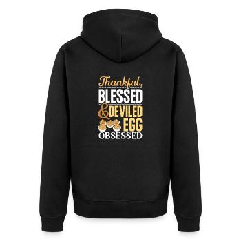 Stuffed Eggs Deviled Eggs - Unisex Premium Organic Zip Hoodie - black - Back - Nico (187cm)