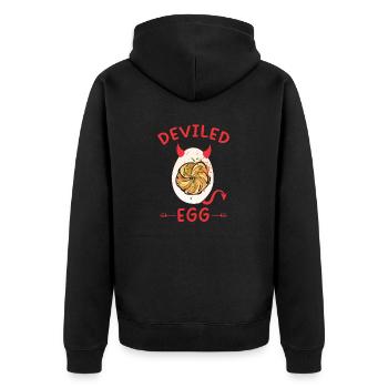 Gefüllte Eier Deviled Eggs - Unisex Premium Bio Zip Hoodie - Schwarz - Hinten - Nico (187cm)
