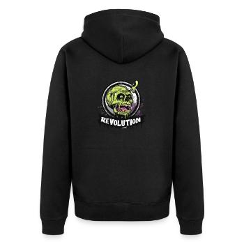 Zombie Schädel Totenkopf: Revolution - Unisex Premium Bio Zip Hoodie - Schwarz - Hinten - Nico (187cm)