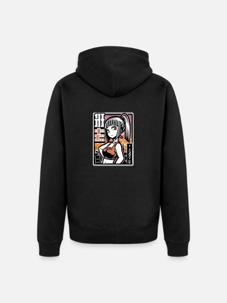 Anime freches Stadt Mädchen - Unisex Premium Bio Zip Hoodie - Schwarz