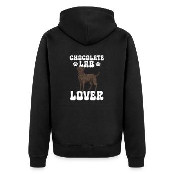 Chien Labrador Retriever brun chocolat - Veste à capuche bio Premium Unisexe - noir - Dos - Nico (187cm)
